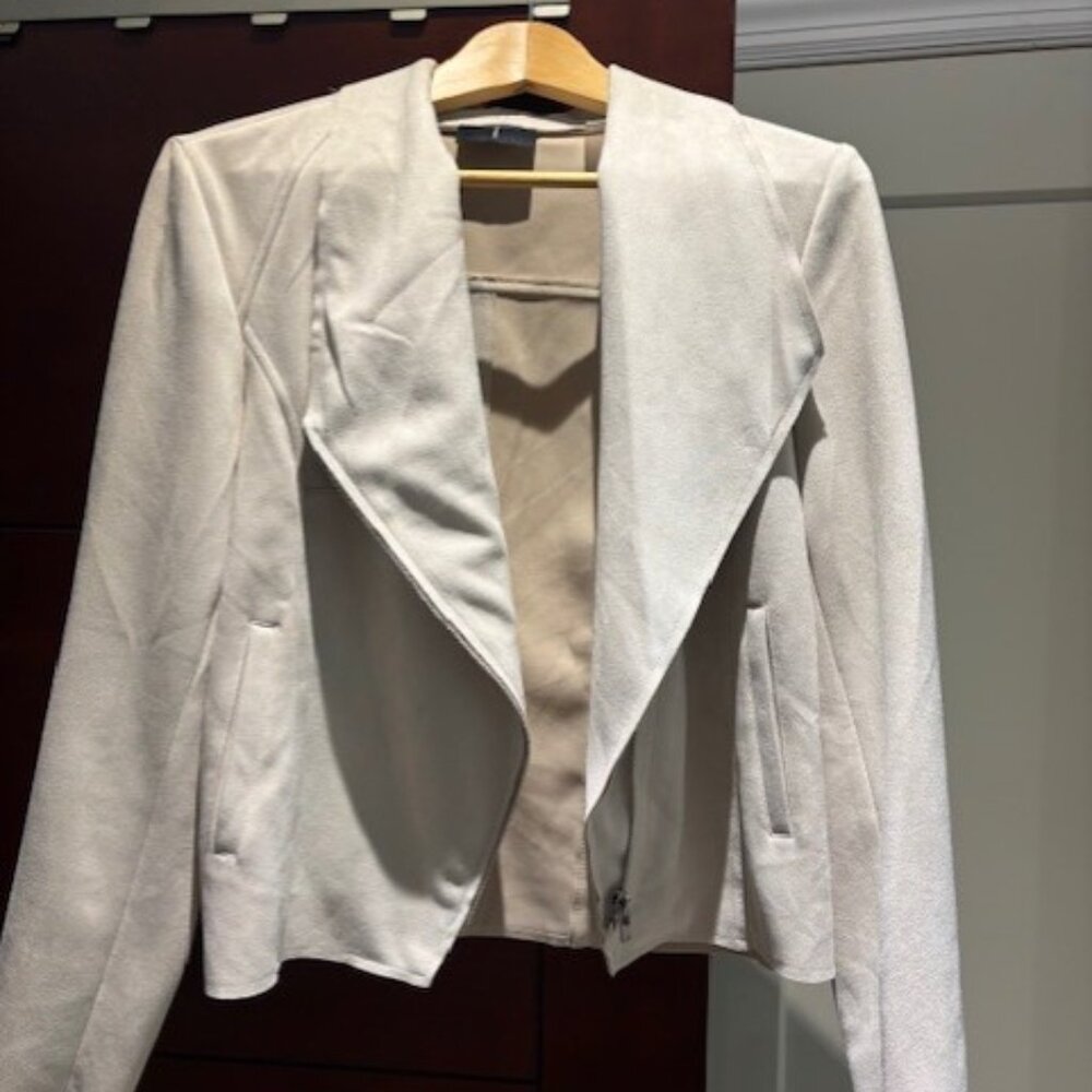 cream white faux suede jacket - medium